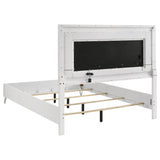 Cassia LED Panel Bed & Bedroom Collection - Chevron-Tufted Headboard, White High Gloss with Chrome – view 14