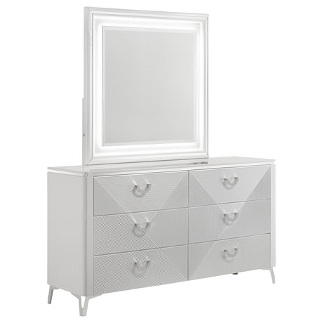 Cassia LED Panel Bed & Bedroom Collection - 6-Drawer Dresser + LED Mirror