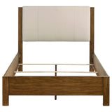 Adderley Panel Bed & Bedroom Sets - Modern Rustic Warm Brown with Cream Upholstered Headboard & Brass Pulls – view 15