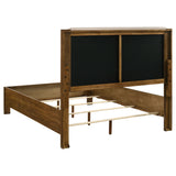 Adderley Panel Bed & Bedroom Sets - Modern Rustic Warm Brown with Cream Upholstered Headboard & Brass Pulls – view 16