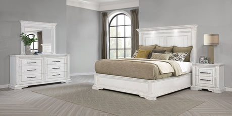 McKinney Panel Bed & Bedroom Sets with LED Reading Lights - 4pcs- Eastern King Panel Bed + Nightstand + Dresser + Mirror