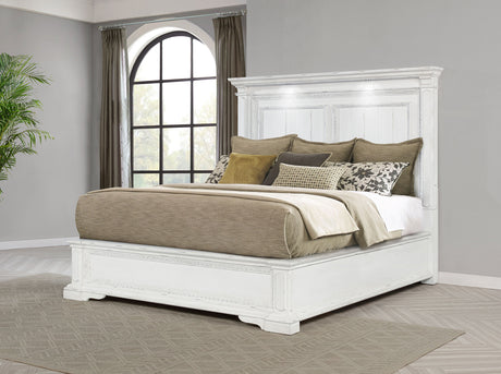 McKinney Panel Bed & Bedroom Sets with LED Reading Lights - Traditional Distressed Vintage White - lifestyle