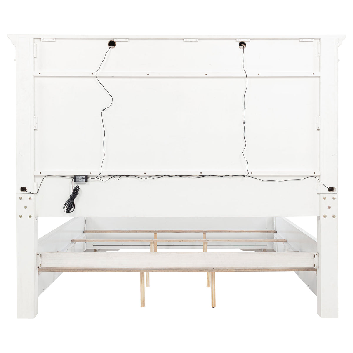 McKinney Panel Bed & Bedroom Sets with LED Reading Lights - Traditional Distressed Vintage White