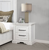 McKinney Panel Bed & Bedroom Sets with LED Reading Lights - Traditional Distressed Vintage White - lifestyle
