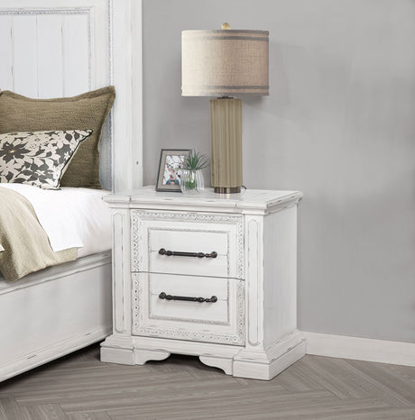 McKinney Panel Bed & Bedroom Sets with LED Reading Lights - Traditional Distressed Vintage White - lifestyle