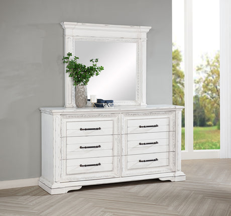 McKinney Panel Bed & Bedroom Sets with LED Reading Lights - Traditional Distressed Vintage White - lifestyle