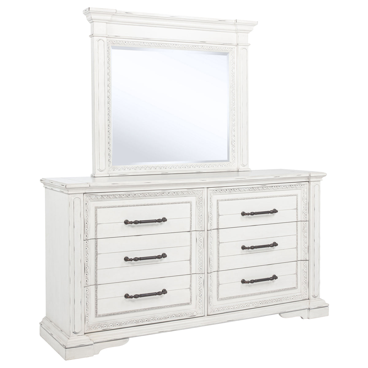 McKinney Panel Bed & Bedroom Sets with LED Reading Lights - Dresser + Mirror