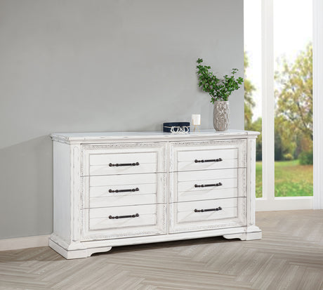 McKinney Panel Bed & Bedroom Sets with LED Reading Lights - Traditional Distressed Vintage White - lifestyle