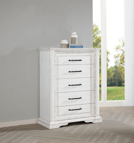 McKinney Panel Bed & Bedroom Sets with LED Reading Lights - Traditional Distressed Vintage White - lifestyle