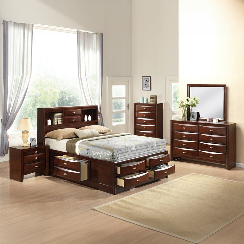 Ireland Full Storage Bed - Bookcase Headboard & Multi-Drawer Platform in Espresso, Black or White