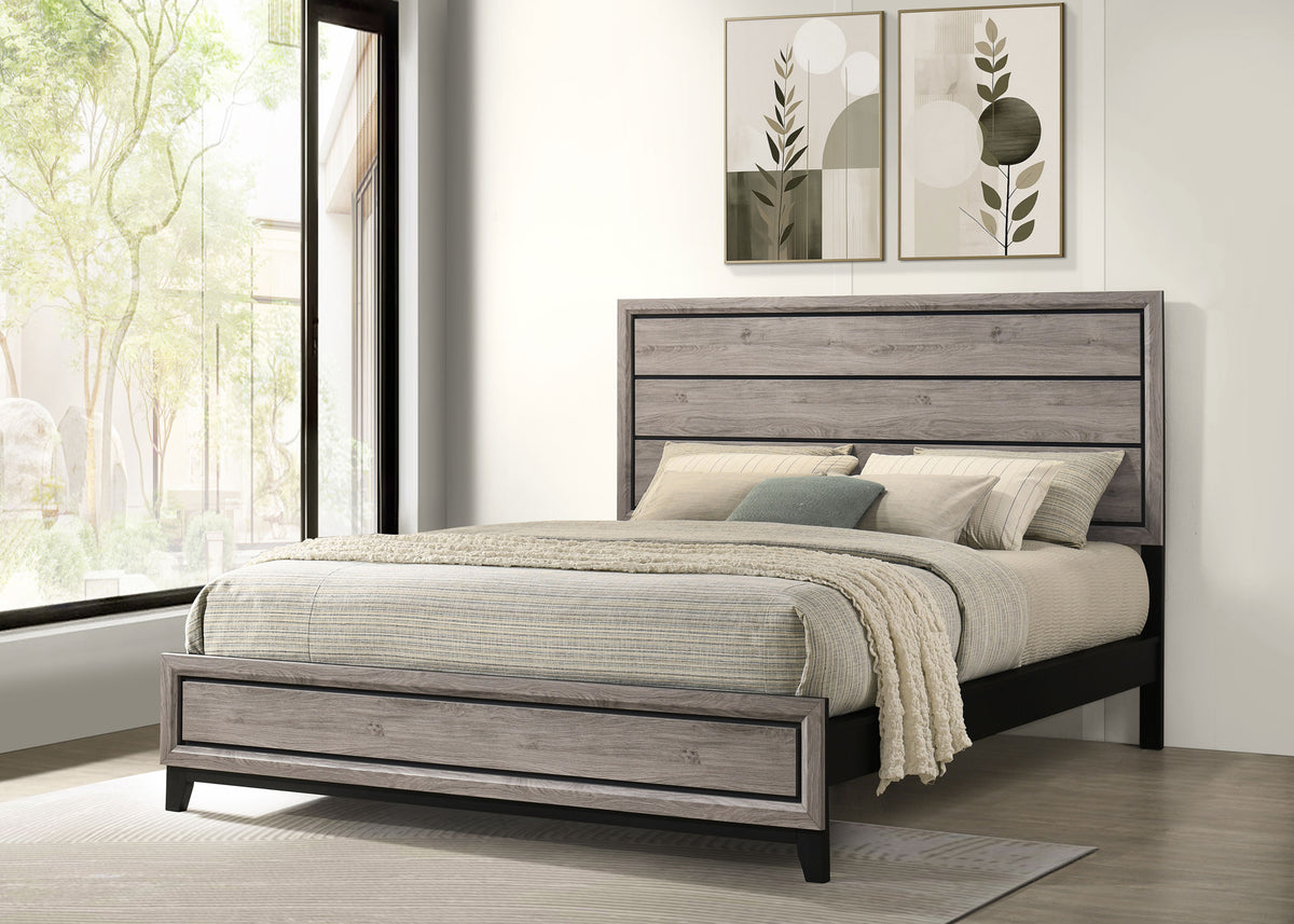 Watson Groove-Detailed Panel Bed & Bedroom Sets - Transitional Light Taupe with Nickel Hardware, Twin to Cal King - lifestyle