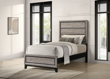 Watson Groove-Detailed Panel Bed & Bedroom Sets - Transitional Light Taupe with Nickel Hardware, Twin to Cal King – view 1