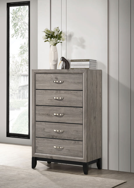 Watson Groove-Detailed Panel Bed & Bedroom Sets - Transitional Light Taupe with Nickel Hardware, Twin to Cal King - lifestyle