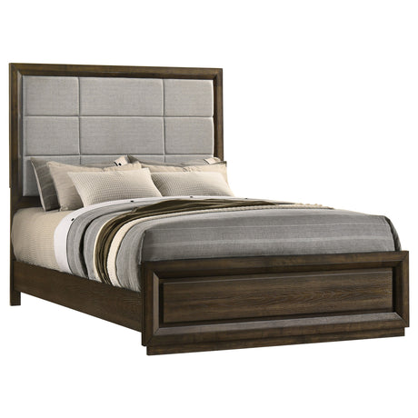 Atlas Upholstered Panel Bed & Bedroom Sets - Picture-Frame Headboard in Dark Oak & Light Grey – view 15