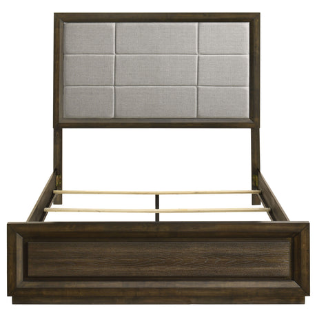 Atlas Upholstered Panel Bed & Bedroom Sets - Picture-Frame Headboard in Dark Oak & Light Grey – view 16