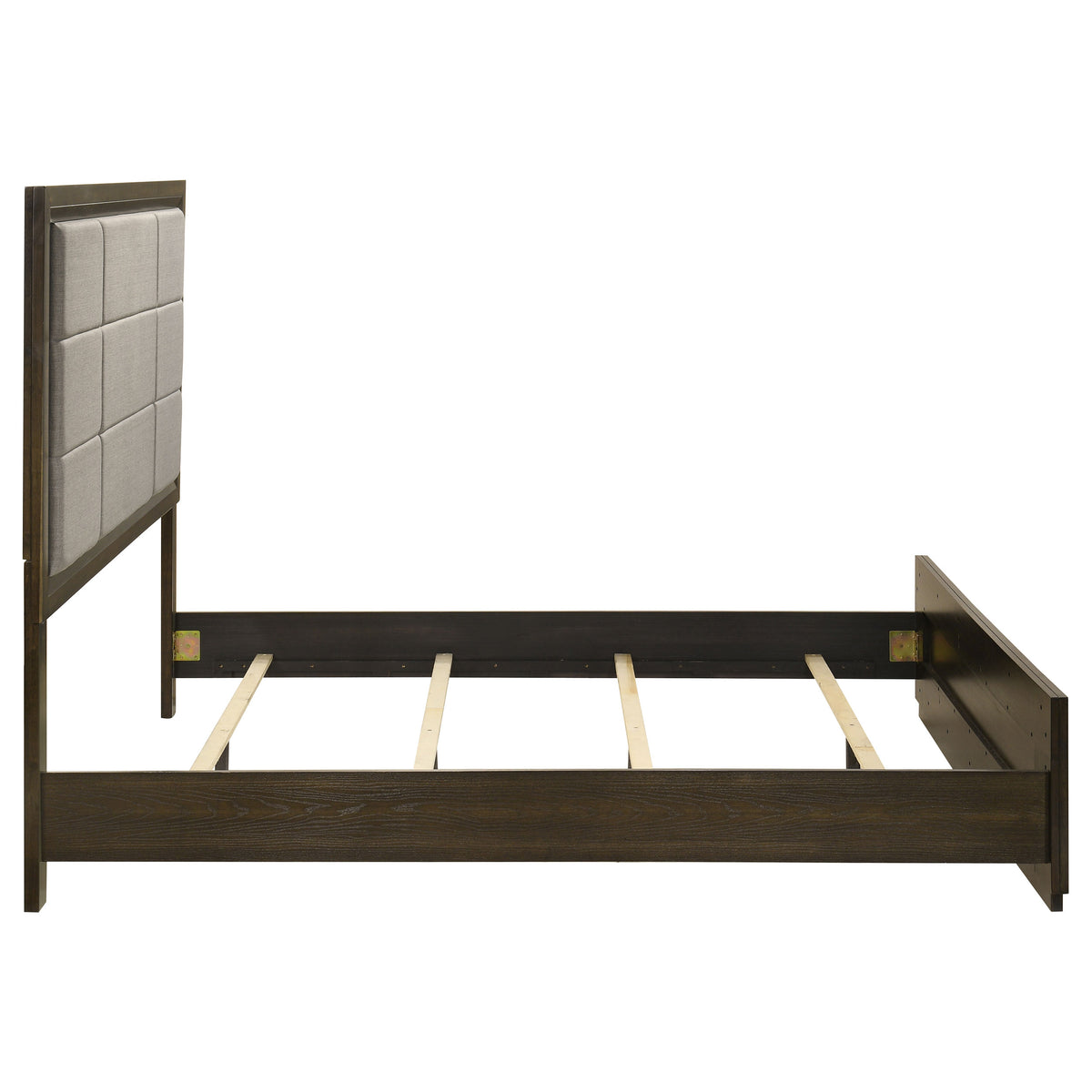 Atlas Upholstered Panel Bed & Bedroom Sets - Picture-Frame Headboard in Dark Oak & Light Grey – view 18