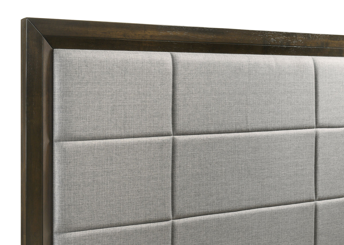 Atlas Upholstered Panel Bed & Bedroom Sets - Picture-Frame Headboard in Dark Oak & Light Grey – view 19