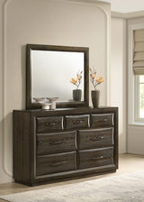 Atlas Upholstered Panel Bed & Bedroom Sets - Picture-Frame Headboard in Dark Oak & Light Grey - lifestyle