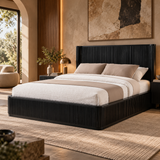Quintet 5-Piece Modern Mid Century Fluted Bedroom Furniture Set - Black, King - Bedroom Furniture – Black