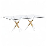 Dalton Rectangular Glass Gold Dining Table - detail view