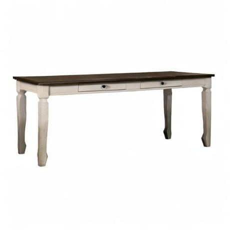 Belle 78" Rectangular Solid Wood Dining Table in Oak Cream - detail view