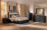 Leandro Wingback Bed & Bedroom Sets - 5pcs- Queen Bed + Dresser + Mirror + Nightstand + Chest