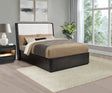 Leandro Wingback Bed & Bedroom Sets - Cream Upholstered Headboard with Burnished Black Case Pieces, Queen to California King – view 1