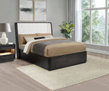 Leandro Wingback Bed & Bedroom Sets - Cream Upholstered Headboard with Burnished Black Case Pieces, Queen to California King – view 1