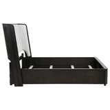 Leandro Wingback Bed & Bedroom Sets - Cream Upholstered Headboard with Burnished Black Case Pieces, Queen to California King