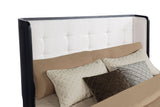Leandro Wingback Bed & Bedroom Sets - Cream Upholstered Headboard with Burnished Black Case Pieces, Queen to California King