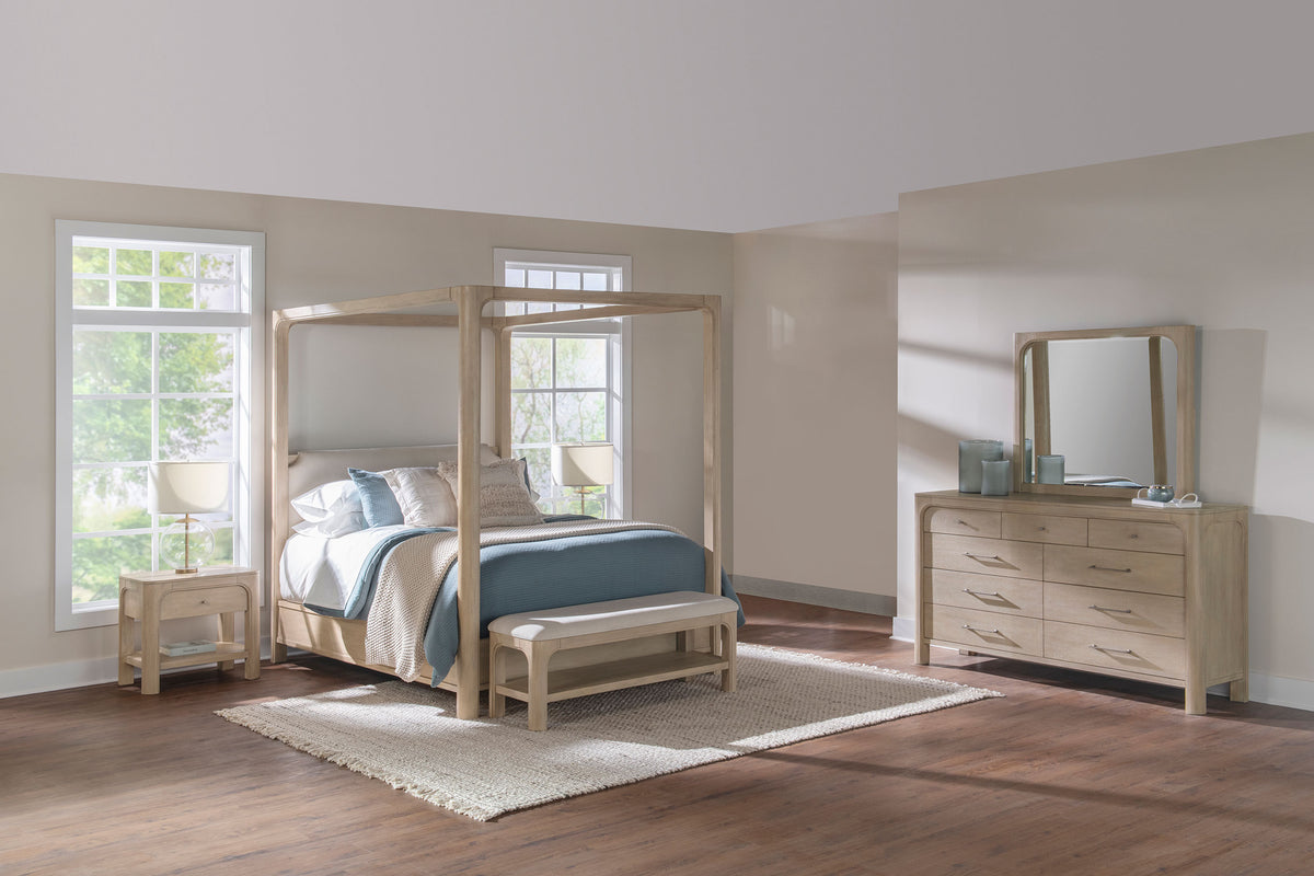 Solano Canopy or Panel Bed & Bedroom Sets - 4pcs- Eastern King Canopy Bed + Nightstand + Dresser + Mirror