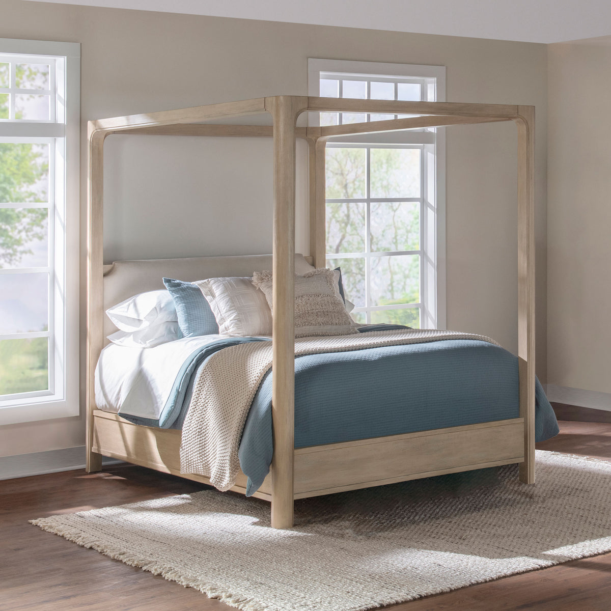 Solano Canopy or Panel Bed & Bedroom Sets - Sculpted Coastal Design in Weathered Mango, Queen to California King - lifestyle