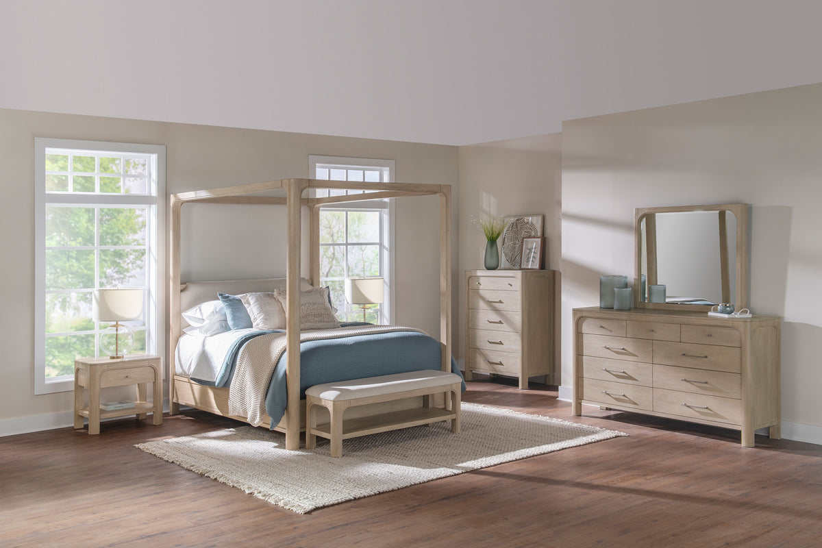 Solano Canopy or Panel Bed & Bedroom Sets - 5pcs- California King Canopy Bed + Nightstand + Dresser + Mirror + Chest