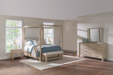 Solano Canopy or Panel Bed & Bedroom Sets - 4pcs- Queen Canopy Bed + Nightstand + Dresser + Mirror