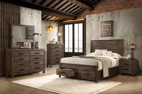 Woodmont Storage Panel Bed & Bedroom Sets - 5pcs- Eastern King Bed + Nightstand + Dresser + Mirror + Chest