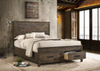 Woodmont Storage Panel Bed & Bedroom Sets - Footboard Drawers in Wire-Brushed Rustic Golden Brown – view 1