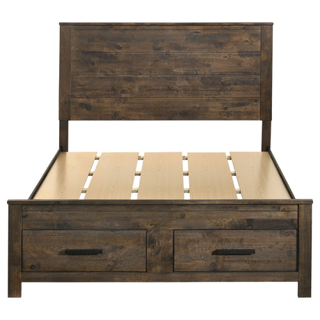 Woodmont Storage Panel Bed & Bedroom Sets - Footboard Drawers in Wire-Brushed Rustic Golden Brown – view 16
