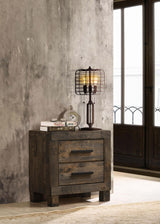 Woodmont Storage Panel Bed & Bedroom Sets - Footboard Drawers in Wire-Brushed Rustic Golden Brown - lifestyle