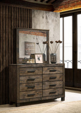 Woodmont Storage Panel Bed & Bedroom Sets - Footboard Drawers in Wire-Brushed Rustic Golden Brown - lifestyle