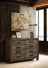 Woodmont Storage Panel Bed & Bedroom Sets - Footboard Drawers in Wire-Brushed Rustic Golden Brown - lifestyle