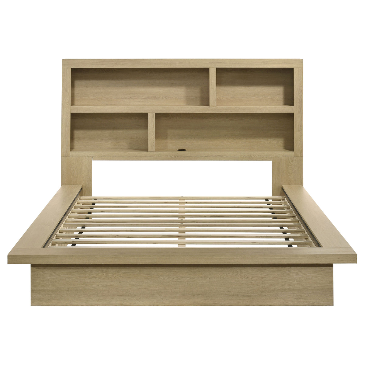 Hendricks Queen Platform Bed & Bedroom Sets - Bookcase or Cream Boucle Headboard in Light Oak – view 12
