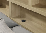 Hendricks Queen Platform Bed & Bedroom Sets - Bookcase or Cream Boucle Headboard in Light Oak – view 15