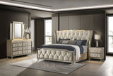 Lorient LED Velvet Wingback Bedroom Collection - 4pcs- Queen Bed + Nightstand + Dresser + Mirror