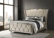 Lorient LED Velvet Wingback Bedroom Collection - Tufted Glam Bed, Dressers & Sets in Ivory and Camel - lifestyle