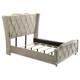 Lorient LED Velvet Wingback Bedroom Collection - Queen Bed Only