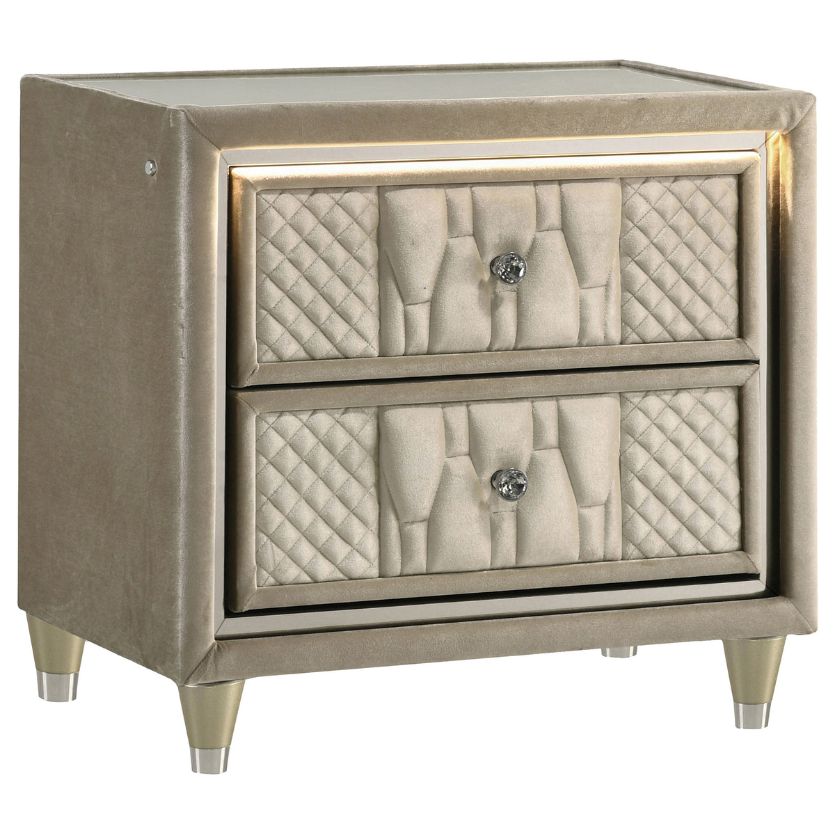 Lorient LED Velvet Wingback Bedroom Collection - Nightstand