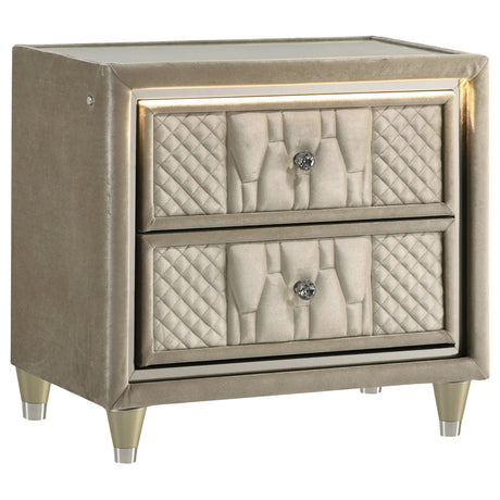 Lorient LED Velvet Wingback Bedroom Collection - Nightstand