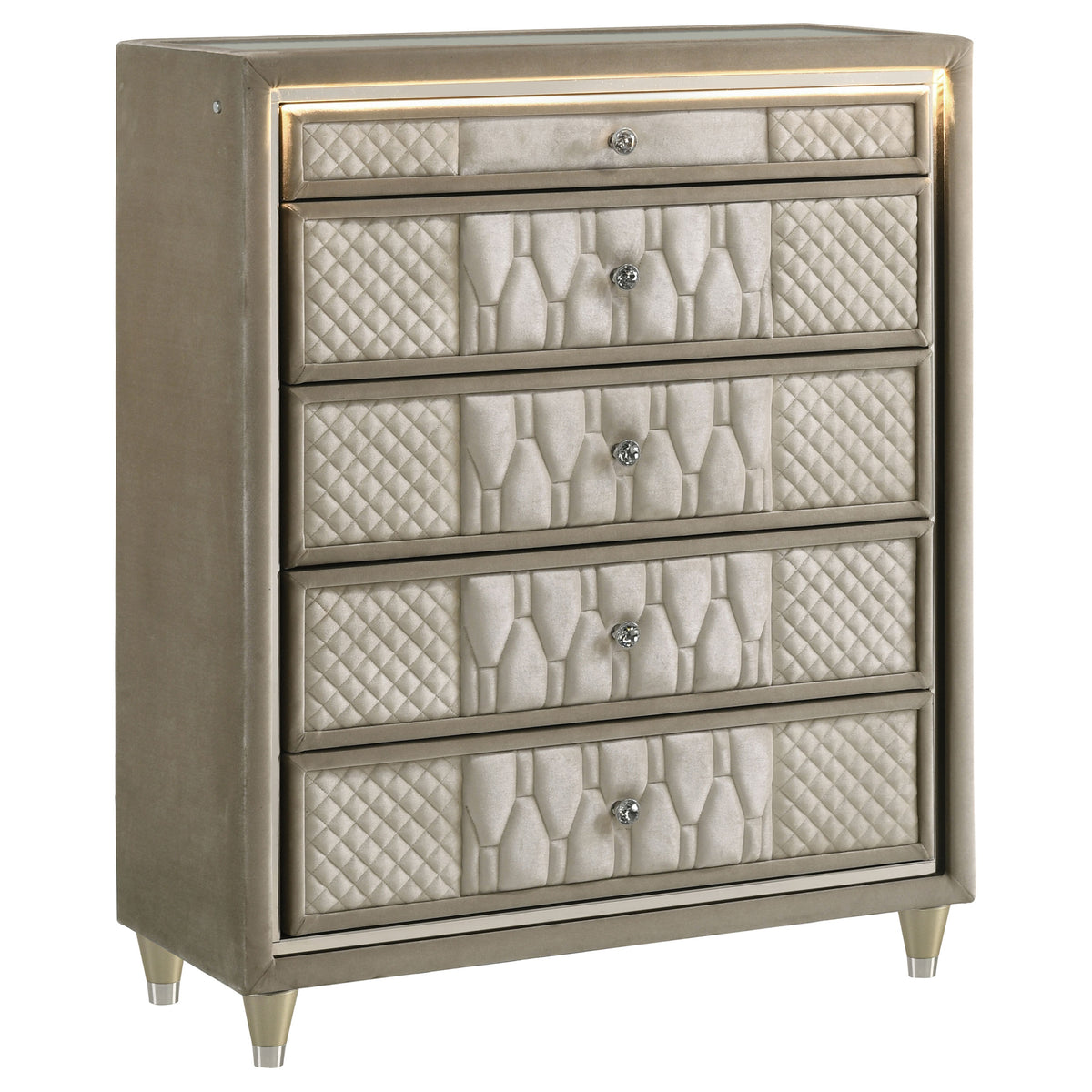 Lorient LED Velvet Wingback Bedroom Collection - 5-Drawer Chest