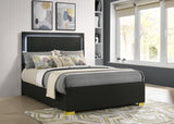 Marceline LED Panel Bed & Bedroom Sets - Contemporary Black with Gold Art Deco Accents, Twin to Eastern King - lifestyle