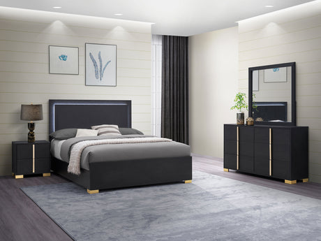 Marceline LED Panel Bed & Bedroom Sets - 4pcs- Queen Bed + Nightstand + Dresser + Mirror